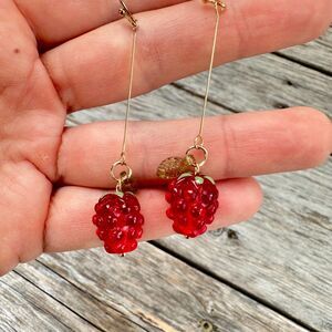 Vintage Jewelry Raspberry Earrings Raspberry Drop Earrings Raspberry Earrings